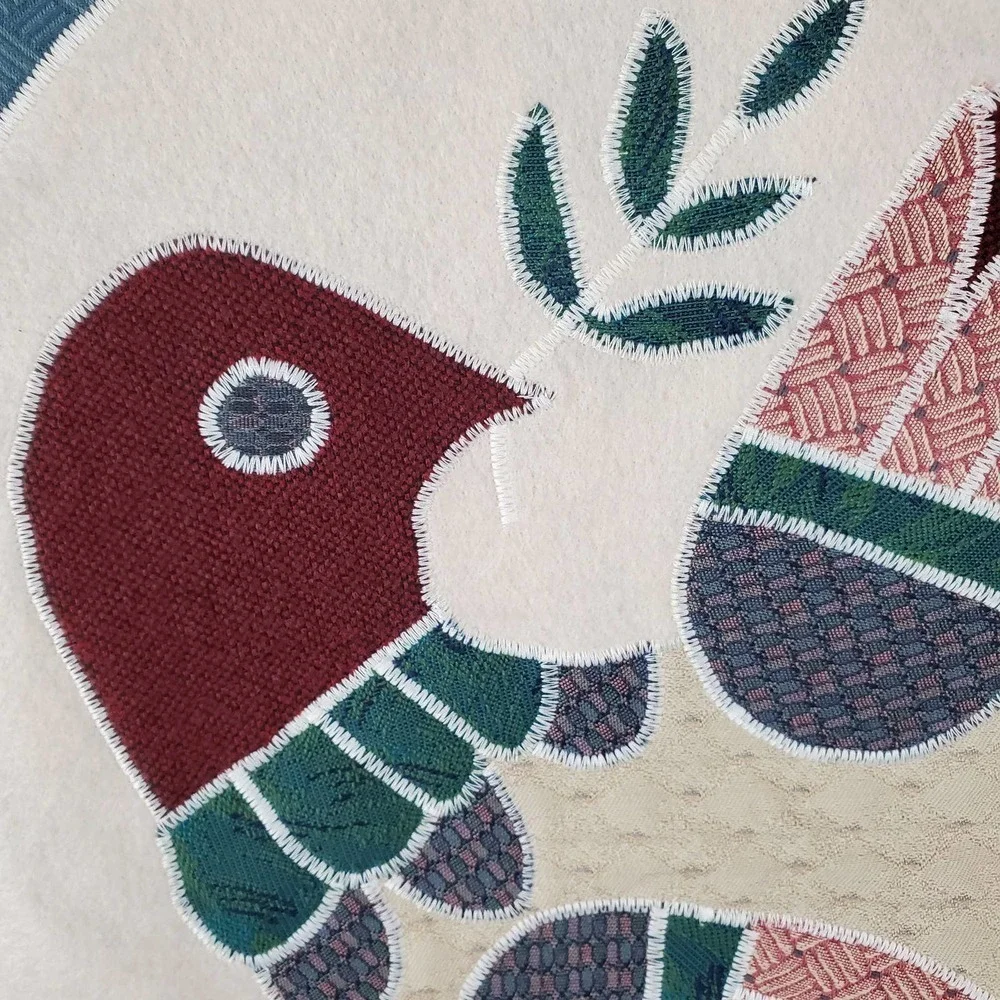 Peace Dove Embroidered Fringe Wall Door Hanging Fabric Blue Decor